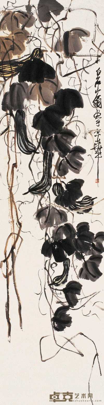 齐白石 丝瓜图 立轴 180×47.7cm